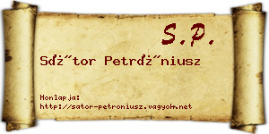 Sátor Petróniusz névjegykártya